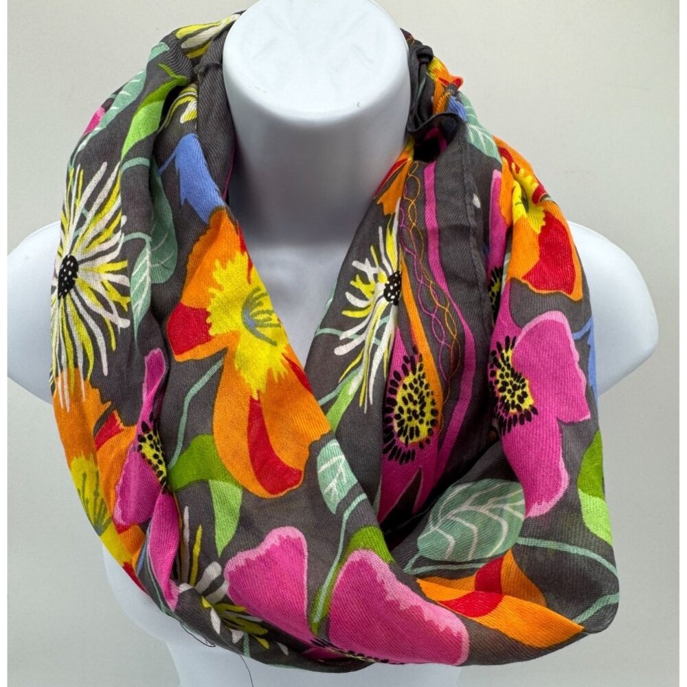 Vera Bradley Women's Infinity Scarf Mod Multi Floral Pink Orange Cotton Blend